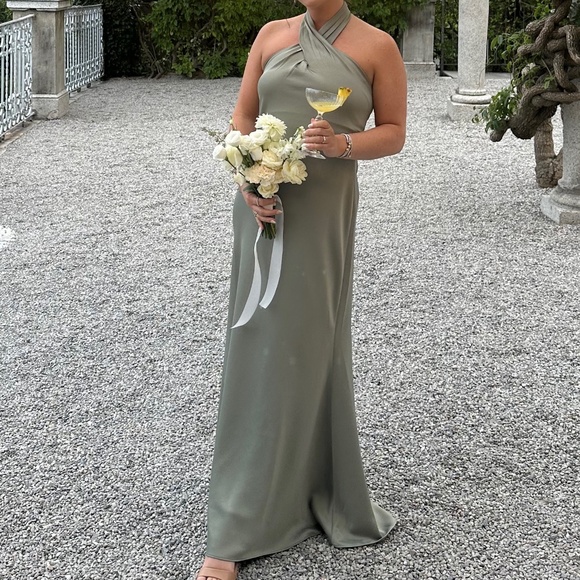 TWIST HALTER SATIN GOWN - Picture 2 of 2